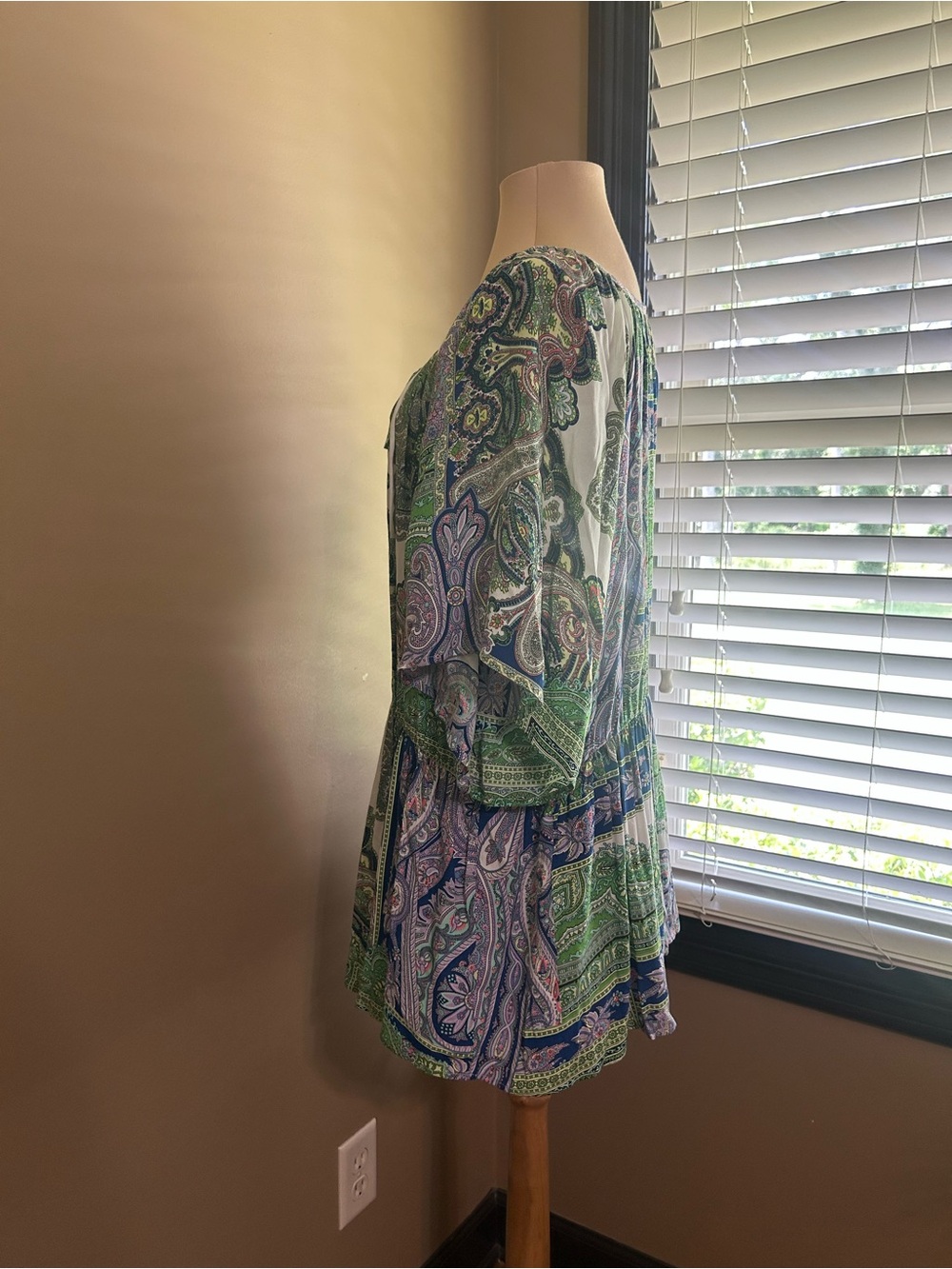 Bloomingdale’s Karen Kane Going Green Blue & Green Paisley Ruffle-Hem Dress - Picture 5 of 7
